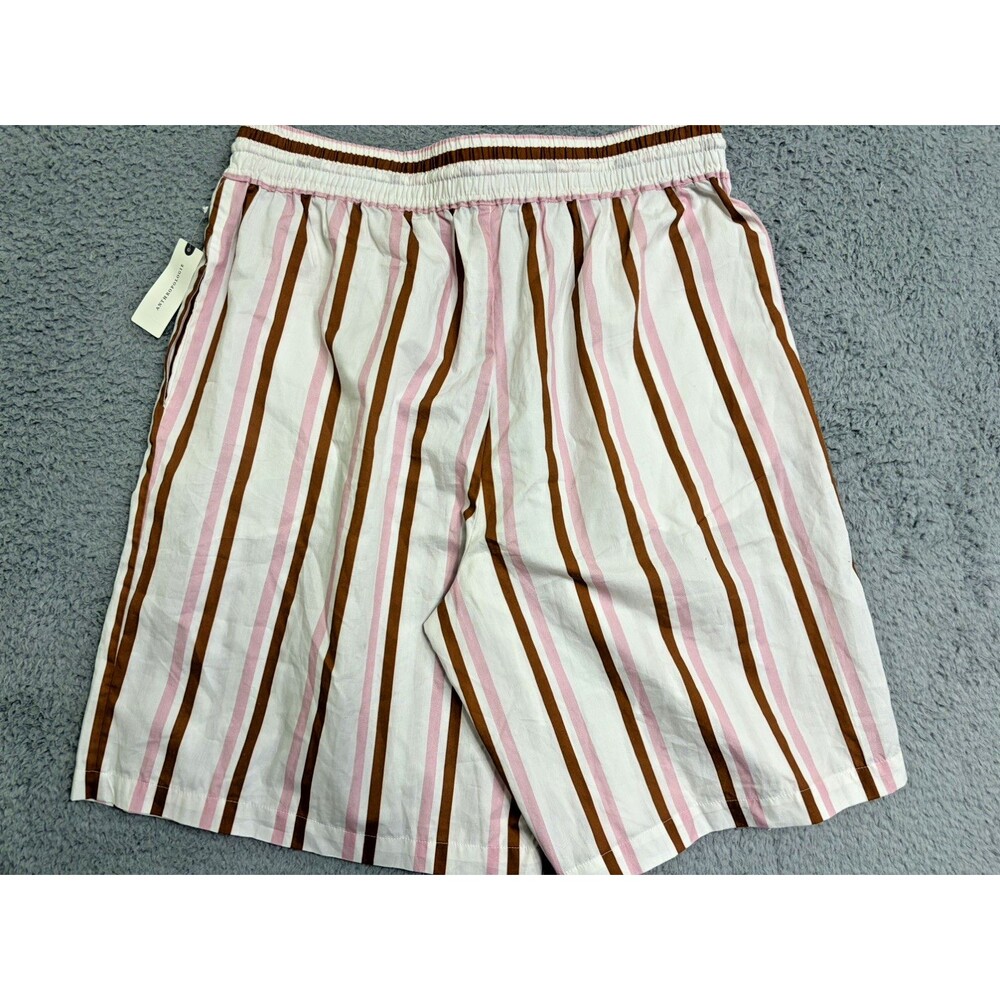 Anthropologie Boxy Bermuda Shorts M Pink Stripe Beach Coast Summer Vacation NWT
